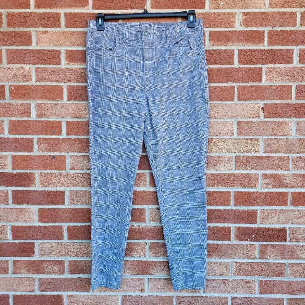 American Eagle Super Stretch Pants Women's Size 14 Regular Grey Plaid Tapered